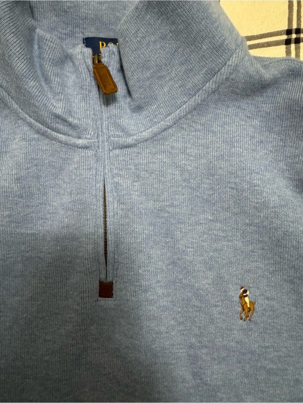 Polo by Ralph Lauren Light Blue Half-Zip Sweater with Embroidered Pony